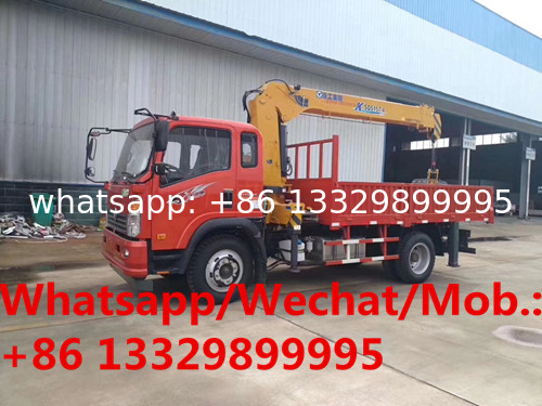 cheapest SINO TRUK WANGPAI 4*2 LHD 5tons telescopic crane boom mounted on truck for sale, truck mounted with crane