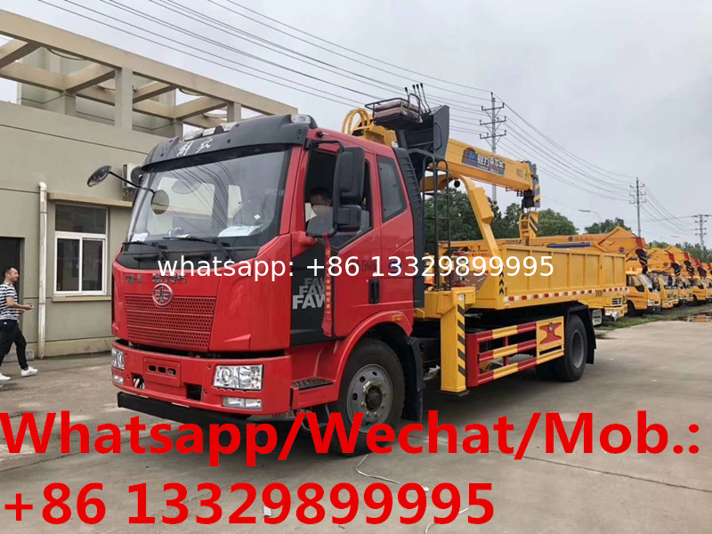 JIEFANG FAW brand 4*2 LHD 180hp 8tons telescopic crane boom mounted on truck for sale, truck mounted crane for sale