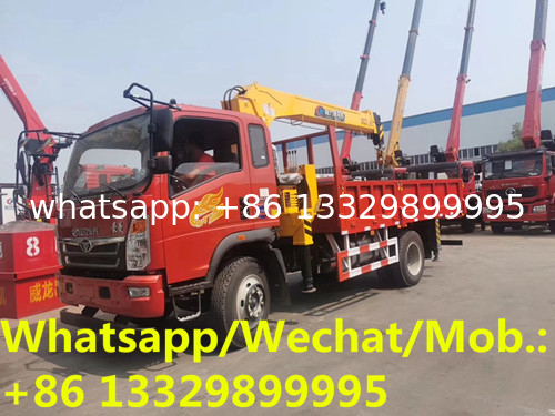 customized best price SINO TRUK HOMAN 4*2 LHD 6.3tons telescopic crane mounted on truck for sale, truck with crane