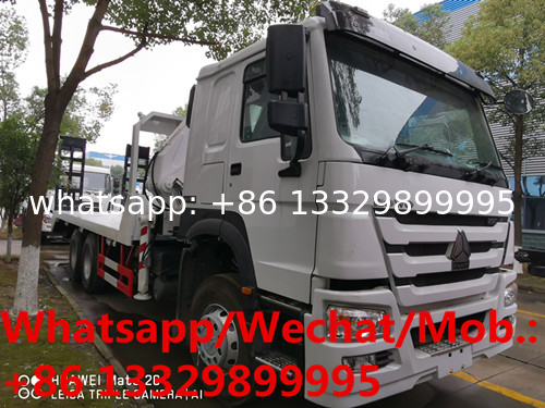 HOT SALE! SINO TRUK HOWO 6*4 RHD 14T flatbed truck with knuckle crane boom, folded crane boom mounted on truck for sale