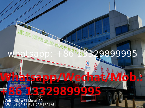 customized factory sale best price 55cbm bulk feed container semitrailer for sale, farm feed pellet trailer for sale
