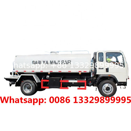 good price HOWO 4*2 RHD 5,000L cistern water tanker vehicle for sale, customized 5cbm stainless steel water tanker truck
