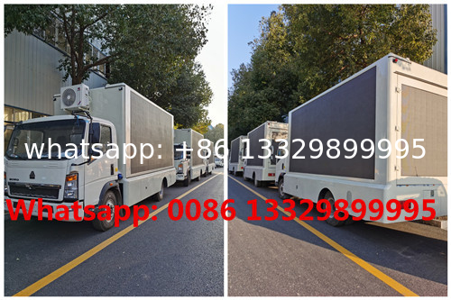 3 units of SINO TRUK HOWO 4*2 LHD P5 outdoor mobile LED screen box vehicles for sale, Customized LED advertising car for