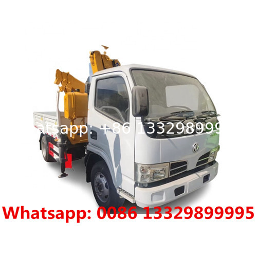 smallest and cheapest mini RHD DONGFENG 4*2 3.2T XCMG knukcle crane boom mounted on cargo truck, folded truck with crane