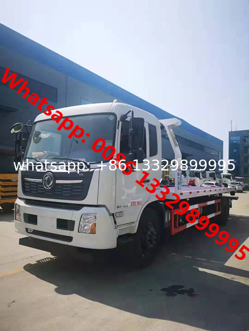 dongfeng brand TIANJIN 4*2 LHD 8tons flatbed wrecker towing truck for sale, Lower price dongfeng breakdown recovery car