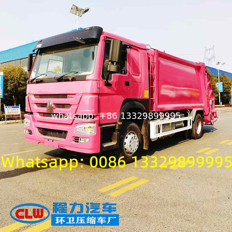 Lower price heavy duty HOWO 14CBM rear compacted garbage truck for West Africa, HOWO 10T refuse wastes collecting truck