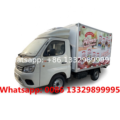 Lower price FOTON gasoline mini frozen van box truck for Nigeria, HOT SALE! refrigerated minivan vehicle