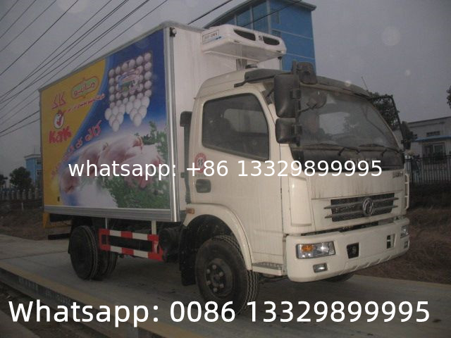 Customized DONGFENG 5T refrigerated truck for chicken and eggs transportation, lower price cold room van truck for sale