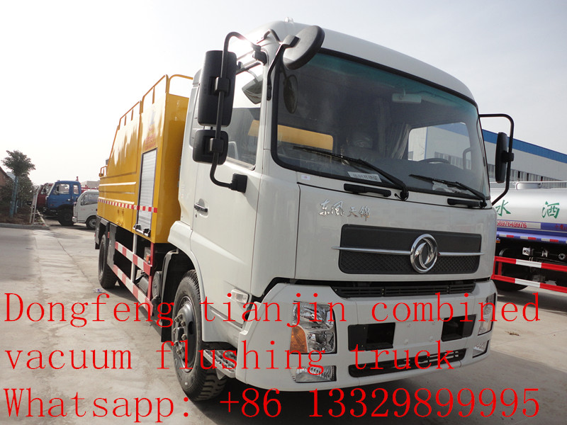 factory price Dongfeng tianjin combined vacuum flushing truck for sale, vacuum truck