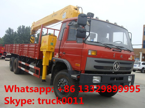 factory sale best price dongfeng 6*4 LHD 8-12tons truck with crane, hot sale dongfeng 210hp diesel truck mounted crane