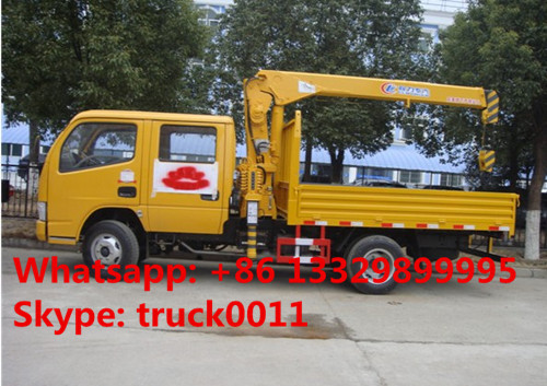dongfeng small double rows 2.5tons truck mounted crane for sale, factory sale best price dongfeng mini truck with crane