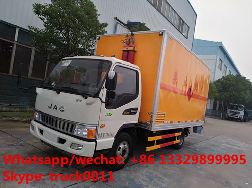 JAC 4*2 LHD 5tons domestic gas canister transported van truck for sale, best price JAC inflammable gas transport vehicle