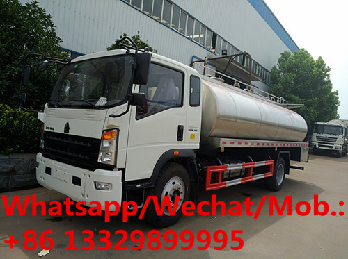 Factory sale best price HOWO RHD/LHD 10CBM stainless steel milk tanker truck, customized HOWO liquid food tanker truck