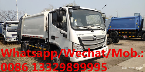 FOTON AUMARK 4*2 RHD 5CBM garbage compactor truck for sale, good price FOTON 3T rear loader refuse garbage vehicle