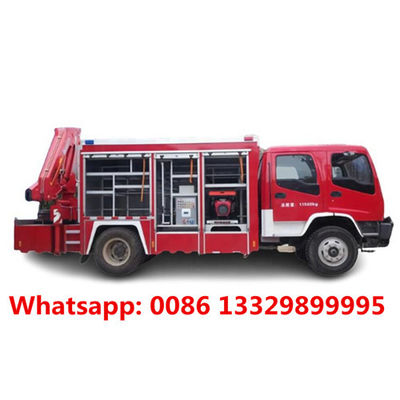 1SUZU water foam chemical fire trucks with 3CBM triple-agent truck with crane, resuce firefighting vehicle for